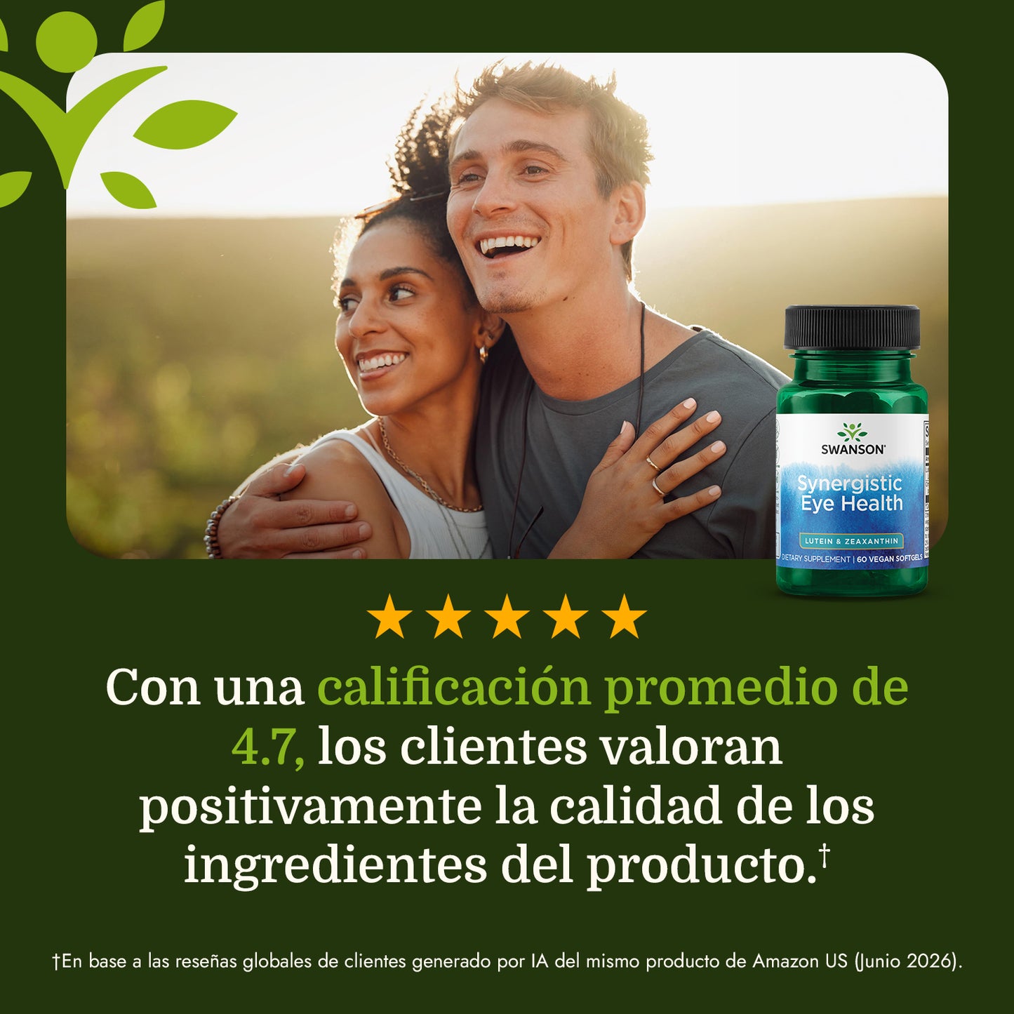 Swanson Salud ocular sinérgica: luteína y zeaxantina, 60 Cápsulas