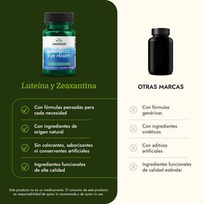 Swanson Salud ocular sinérgica: luteína y zeaxantina, 60 Cápsulas